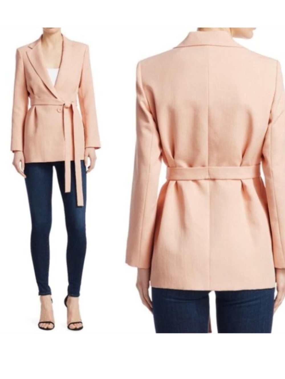 Maje Vasile Blush Pink Single Button Tie Waist Boyfriend Blazer size Medium